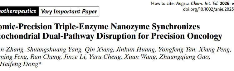 黑料网
董海峰教授团队在Angew. Chem. Int. Ed.发表原子级精度纳米酶同步破坏线粒体双通路用于精准抗癌研究成果